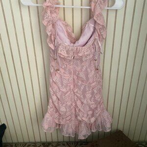 Hello Molly Pink Floral Lace Ruched Dress